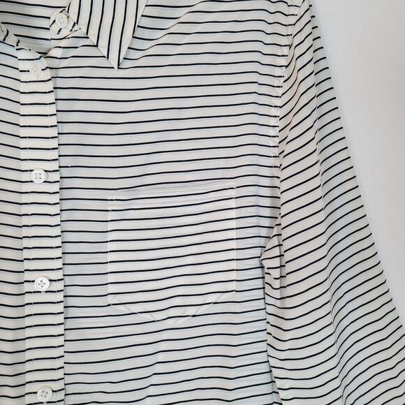 Equipment Femme Womens Silk Reese Striped Shirt Size Large White Career Preppy - Picture 2 of 10